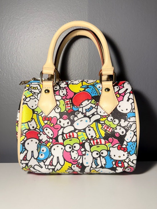 Handbags - Inspired Cartoo. Multicolor Character Dome Satchel with Beige Trim